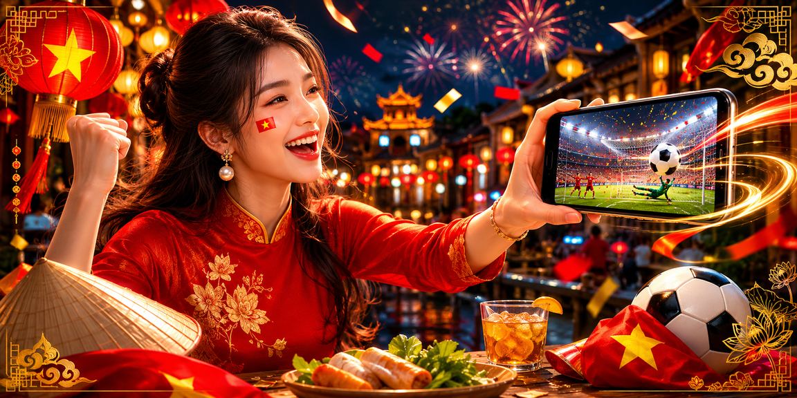 Người dùng Hà Nội xem casino mobile trong khung cảnh đèn lồng buổi tối